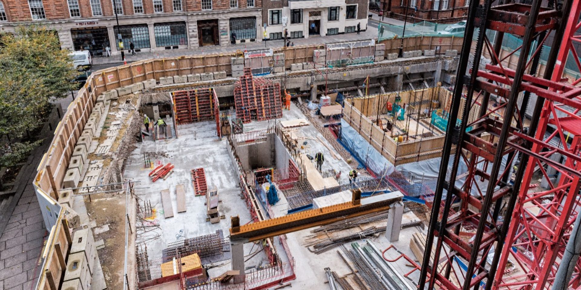 Jobsite showing building construction applications