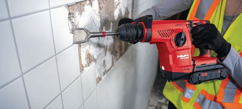 Perforateur sans fil TE 6-22 Perforateur sans fil SDS Plus polyvalent avec une large plage de forage, une fonction piquage et un mandrin à serrage rapide (plateforme de batteries Nuron) Applications 1