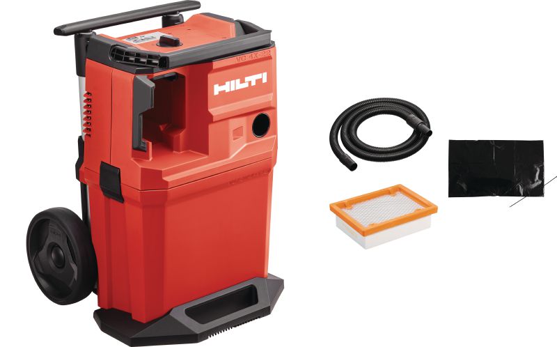 Aspirateur de poussière sans fil VC 4LX-22 T15 de classe L Aspirateur de poussière sans fil et puissant avec grande cuve pour le raccordement aux outils électroportatifs et les nettoyages de chantier (à sec et à eau), cuve de 15 l / 8 gallons (batterie Nuron)