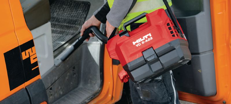 Aspirateur de construction sans fil VC 5-A22 Aspirateur compact et sans fil pour nettoyage des chantiers (à sec), réservoir de 3,5 l Applications 1