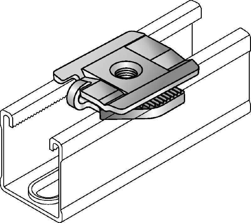 MM-S Plaquette à rails galvanisée pour raccorder les composants filetés aux rails entretoises MM