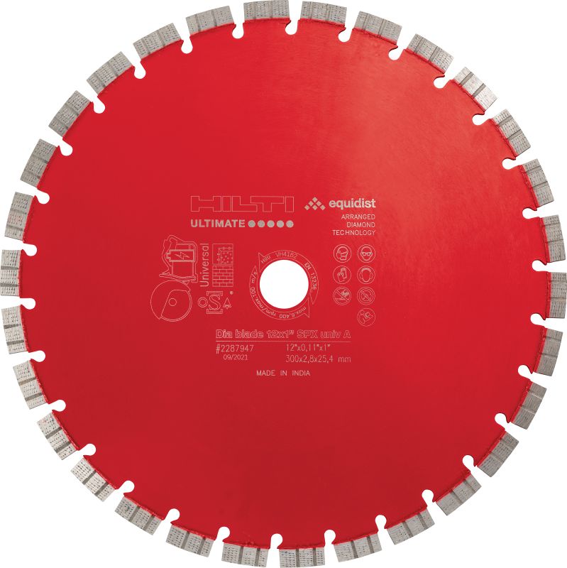 Disque diamant A universel SPX pour tronçonneuses sans fil Disque diamant Ultimate, conçu pour durer plus longtemps et pour maximiser le nombre de coupes par charge et la vitesse de découpe avec les tronçonneuses sans fil dans divers matériaux support